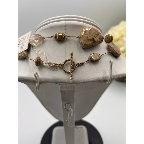 Margo Morrison Jasper Crushed Rutilated Quartz Gold Coated Labradorite Necklace - Picture 5 of 8